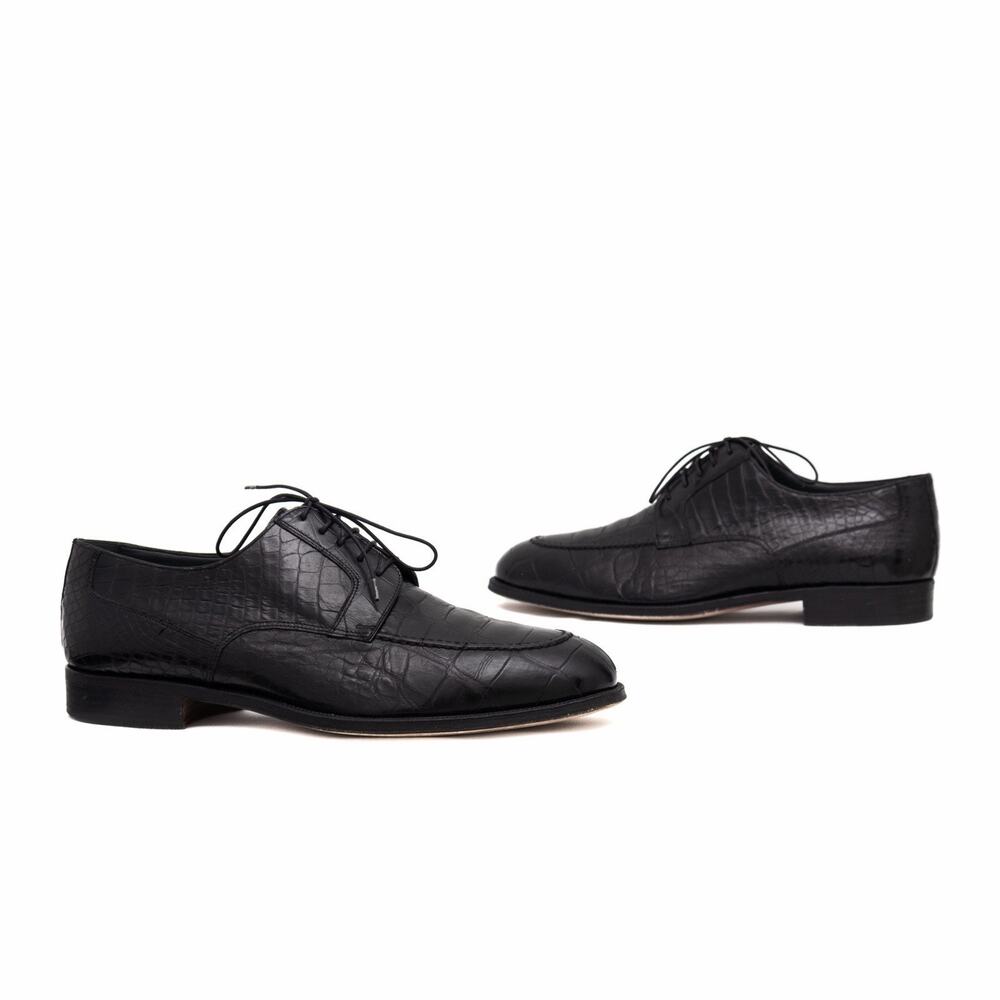 $895 Take 6 by Kashani Handmade Genuine Alligator Derby Shoes Black US 11